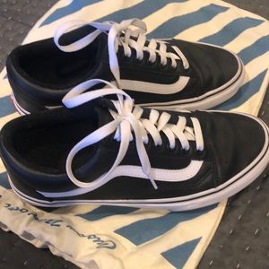 Custom Leather Black Old Skool Vans